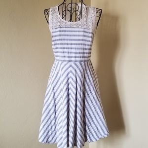 Anthropologie A'reve Striped Crochet Lace Dress